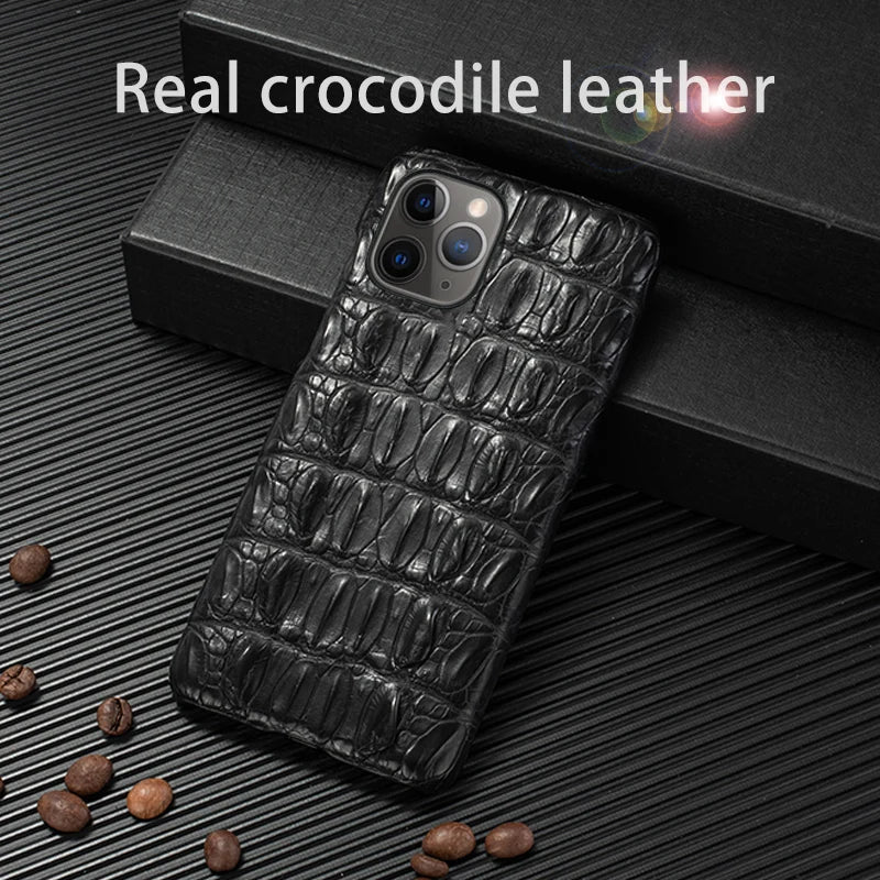 Vector Quest: Premium Crocodile Leather Phone Case For iPhone 15 14 13 12