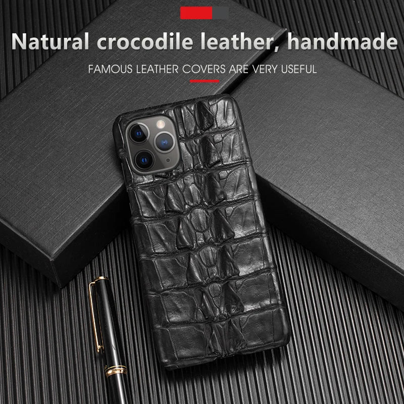Vector Quest: Premium Crocodile Leather Phone Case For iPhone 15 14 13 12