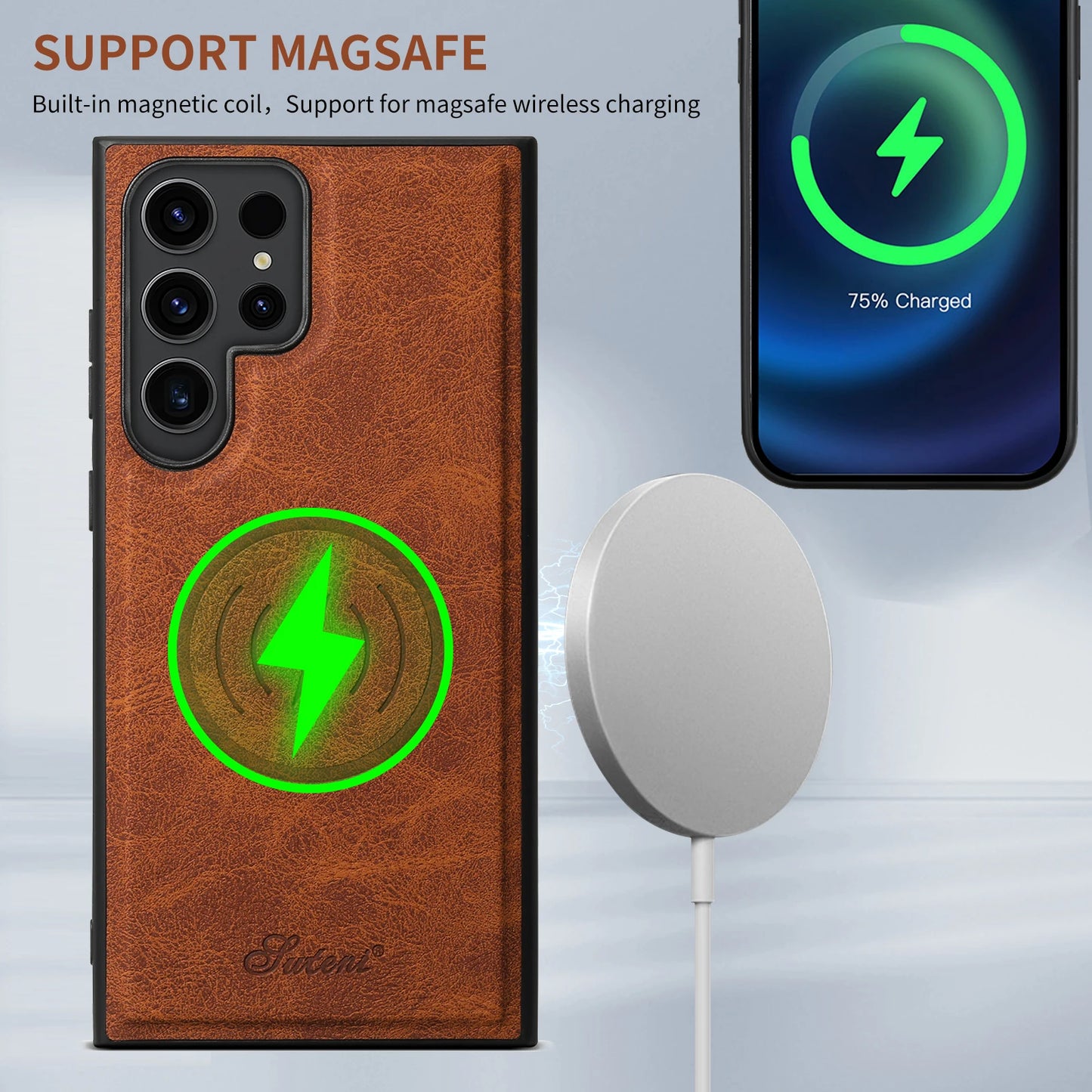 Vector Quest: luxury Leather Phone Case For Samsung S24 S23 Featuring Magnetic Card Holder Wallet