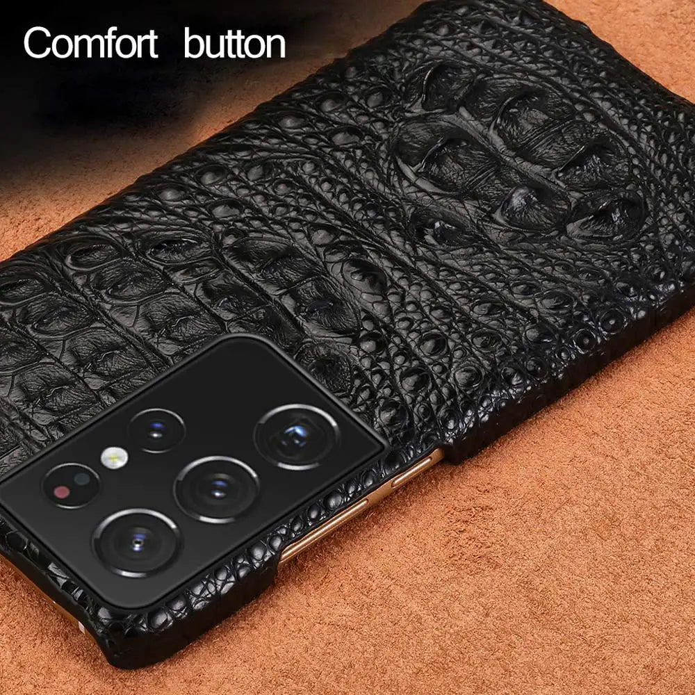 Vector Quest: Premium Crocodile Leather Phone Case For Samsung S23 S22 S21 S20