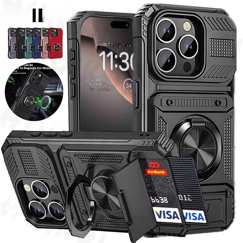 Vector Quest: Card Cover phone case, armor protection, heavy duty and shock proof with kickstand for iPhone 16 15 14