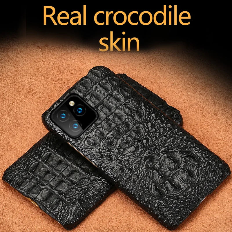 Vector Quest: Premium Crocodile Leather Phone Case For iPhone 15 14 13 12
