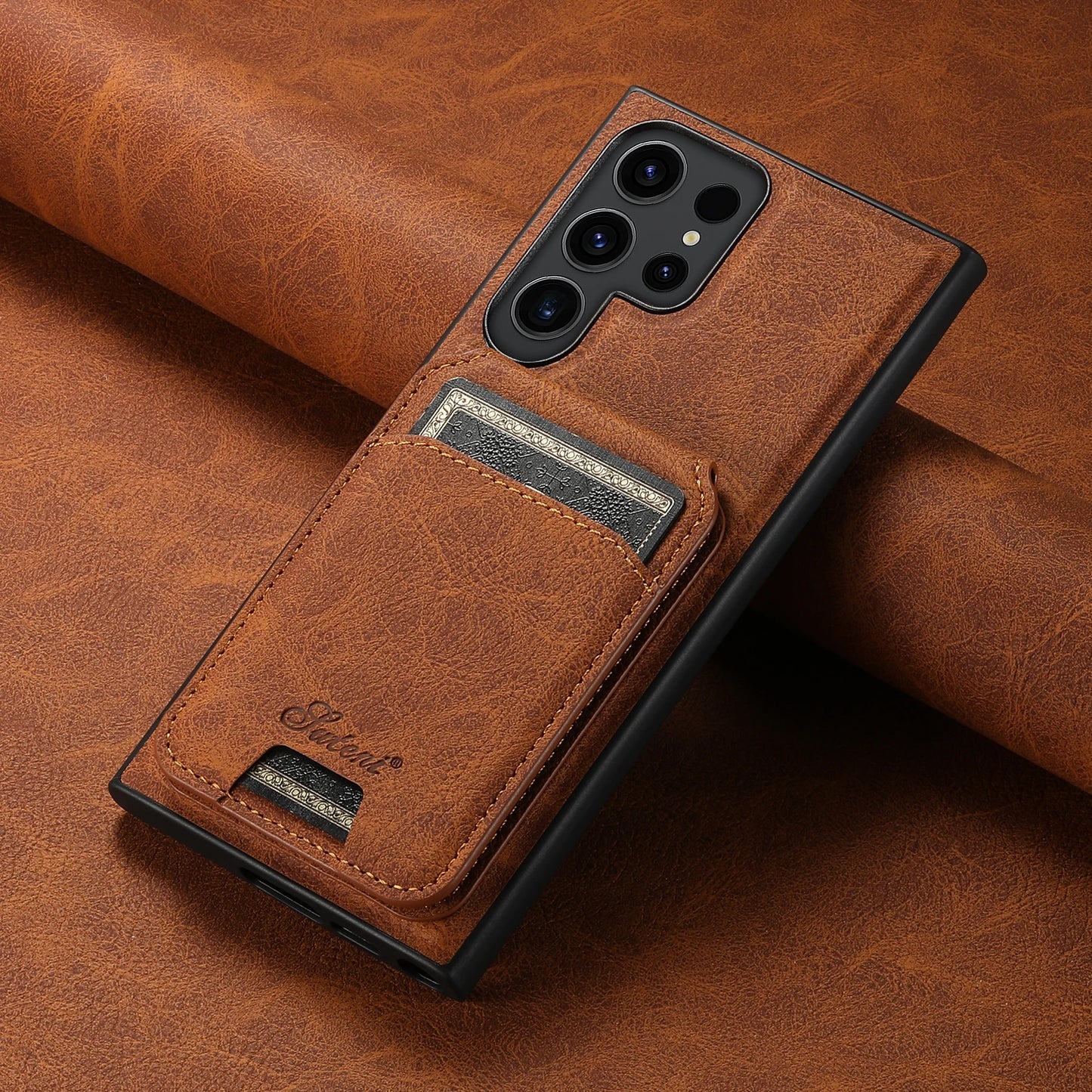 Vector Quest: luxury Leather Phone Case For Samsung S24 S23 Featuring Magnetic Card Holder Wallet