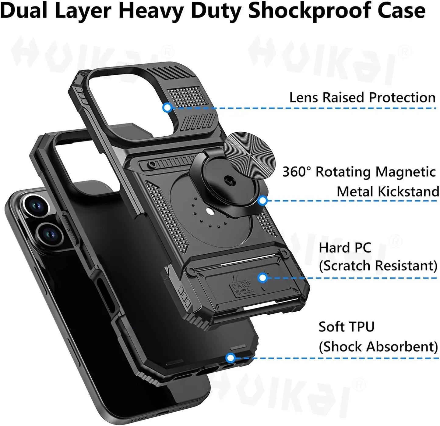 Vector Quest: Card Cover phone case, armor protection, heavy duty and shock proof with kickstand for iPhone 16 15 14