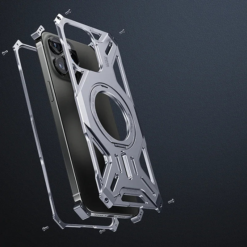 Vector Quest: Aluminum Alloy Phone case With 360° Heat Dissipation Ring Stand for iPhone 15 14 13