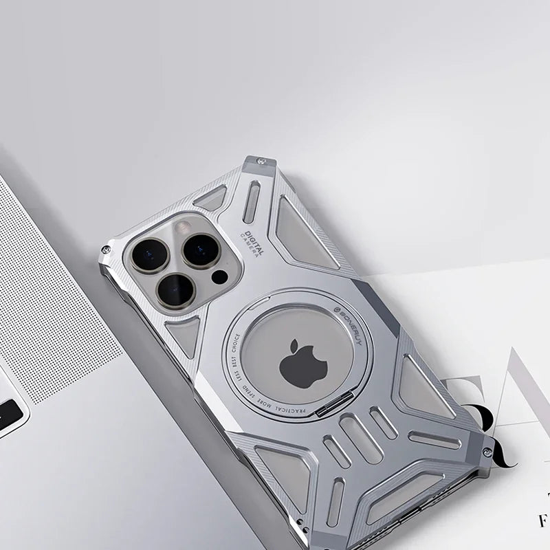 Vector Quest: Aluminum Alloy Phone case With 360° Heat Dissipation Ring Stand for iPhone 15 14 13