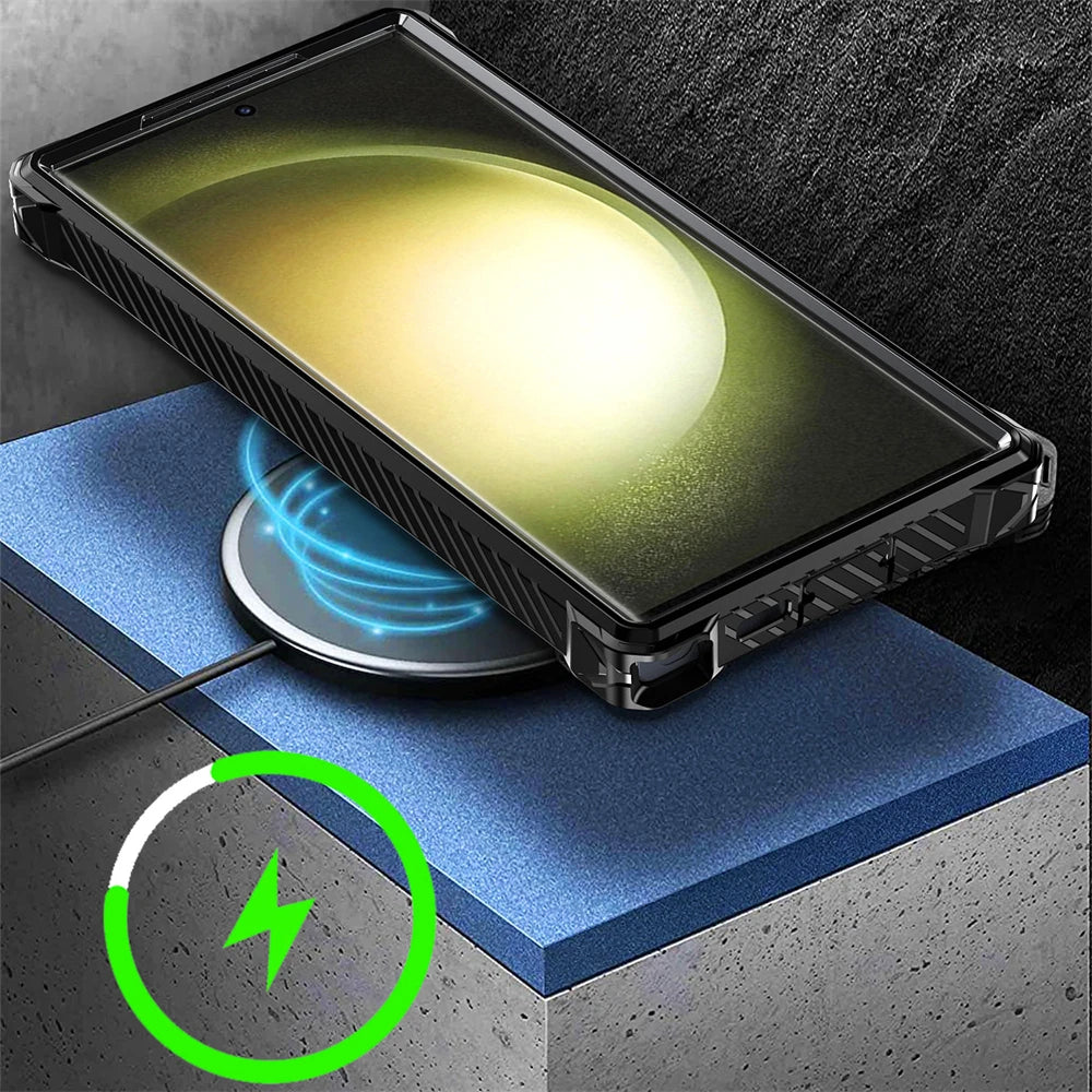 Vector Quest: Case for Samsung S24 S23 Shockproof Cover, Wireless Charging