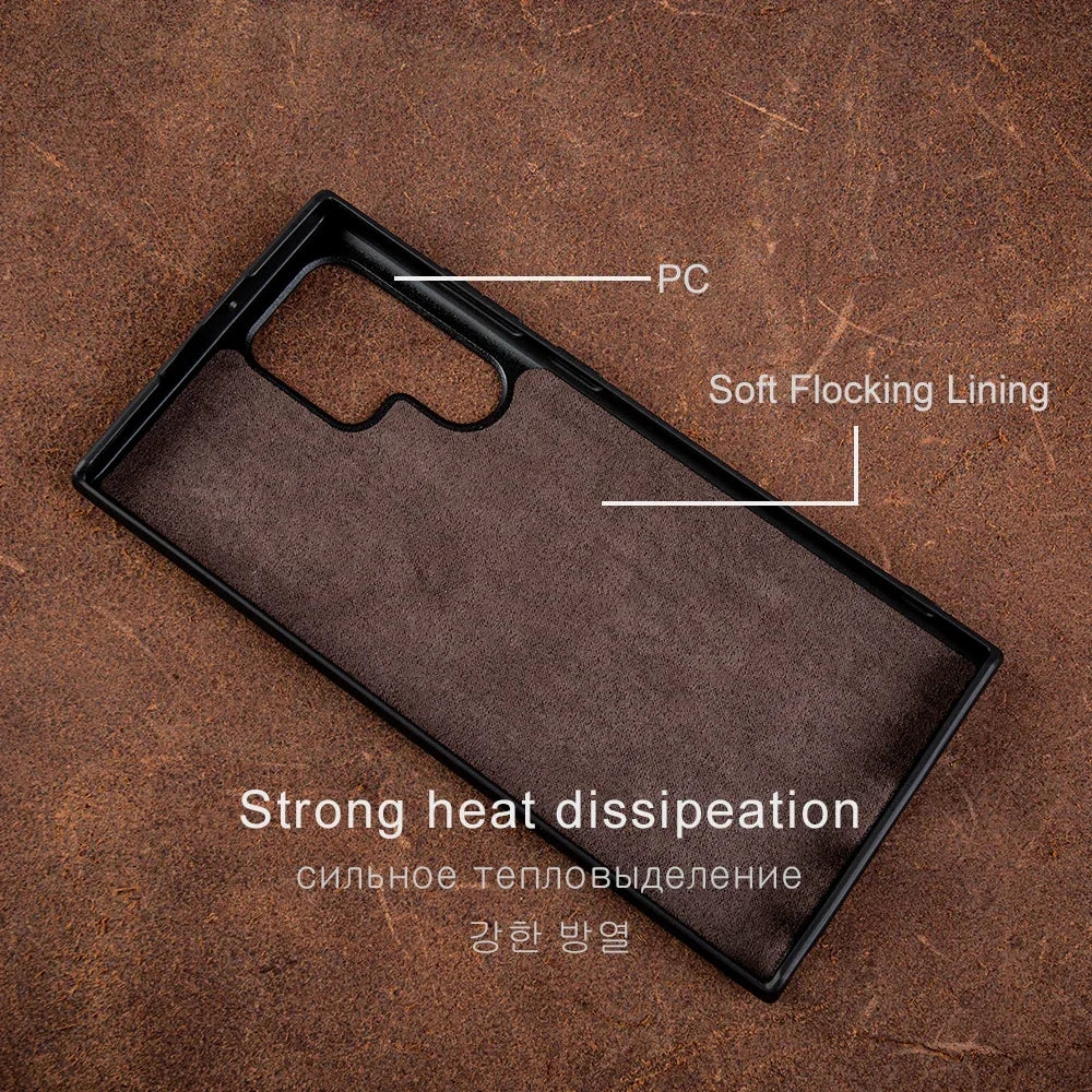 Vector Quest: Genuine Leather Cover Case for Samsung Galaxy S24 S23