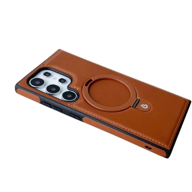 Vector Quest: Luxury Leather Wireless Charging Magnetic Phone Case For Samsung Galaxy S24 S23