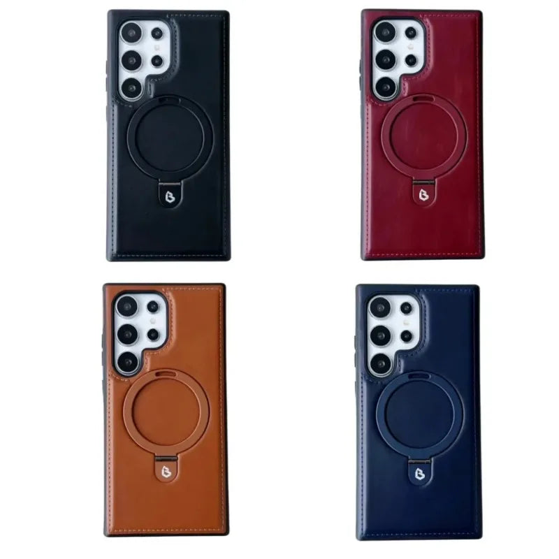 Vector Quest: Luxury Leather Wireless Charging Magnetic Phone Case For Samsung Galaxy S24 S23