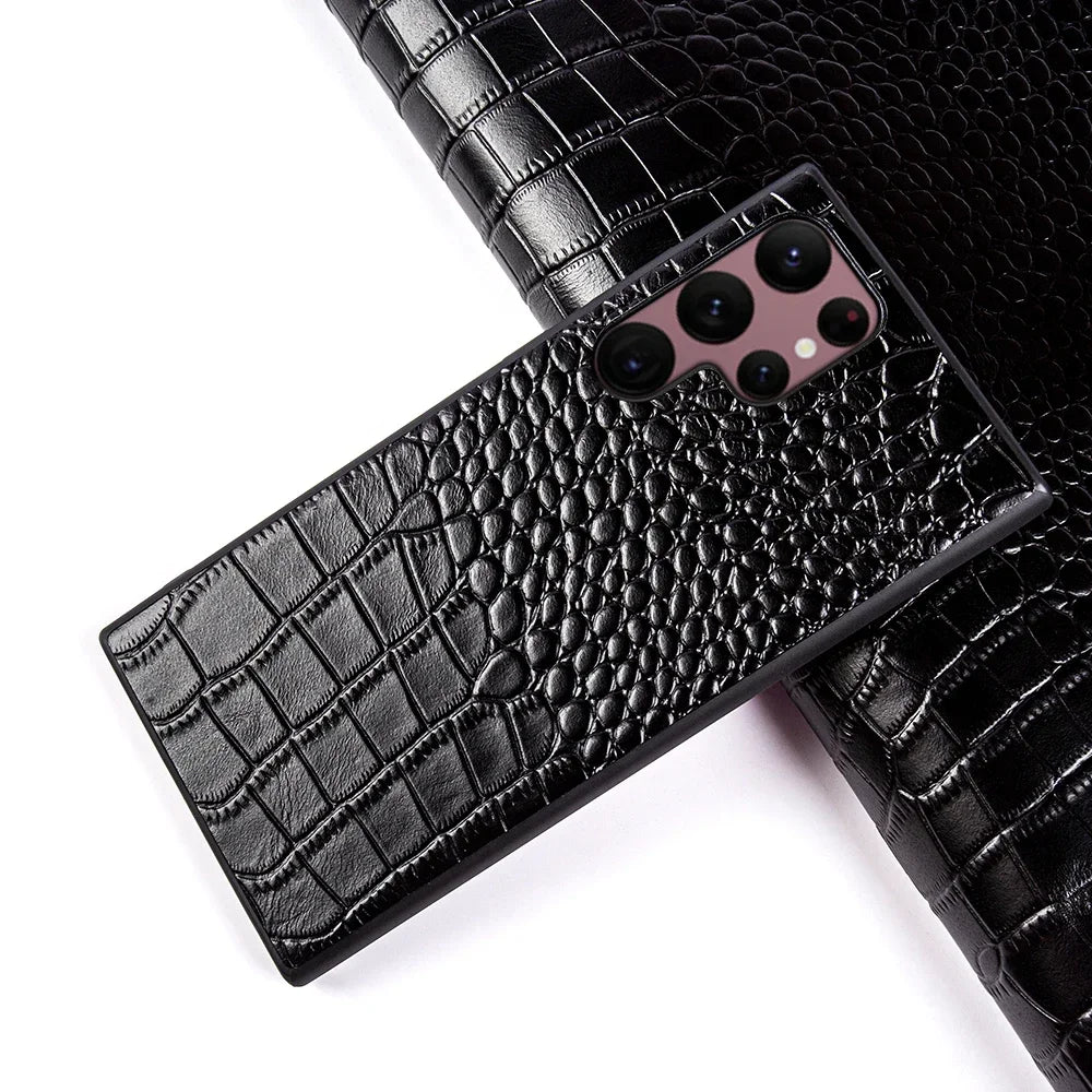 Vector Quest: Genuine Leather Cover Case for Samsung Galaxy S24 S23
