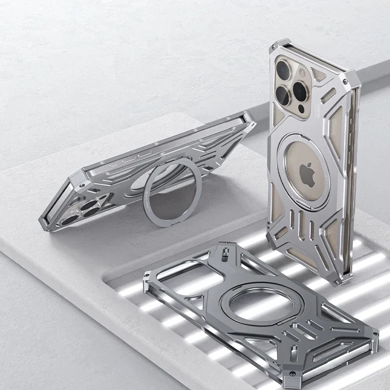 Vector Quest: Aluminum Alloy Phone case With 360° Heat Dissipation Ring Stand for iPhone 15 14 13