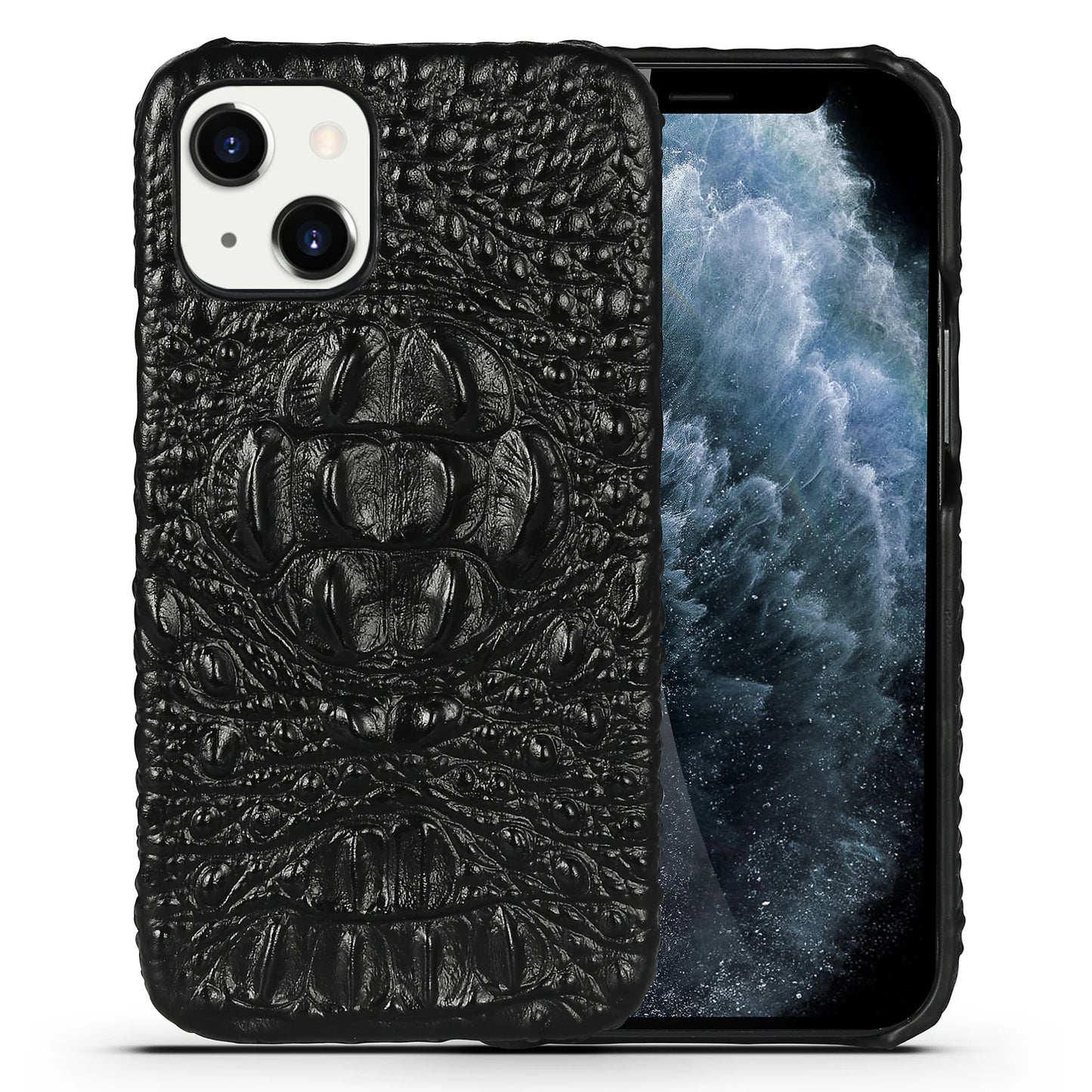 Vector Quest: Genuine Leather 3D Crocodile Head Case for iPhone 16 15 14