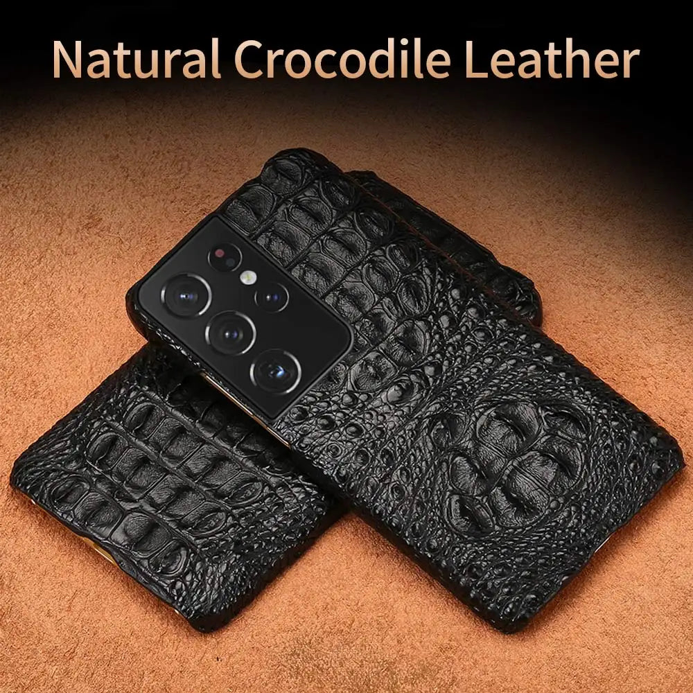 Vector Quest: Premium Crocodile Leather Phone Case For Samsung S23 S22 S21 S20