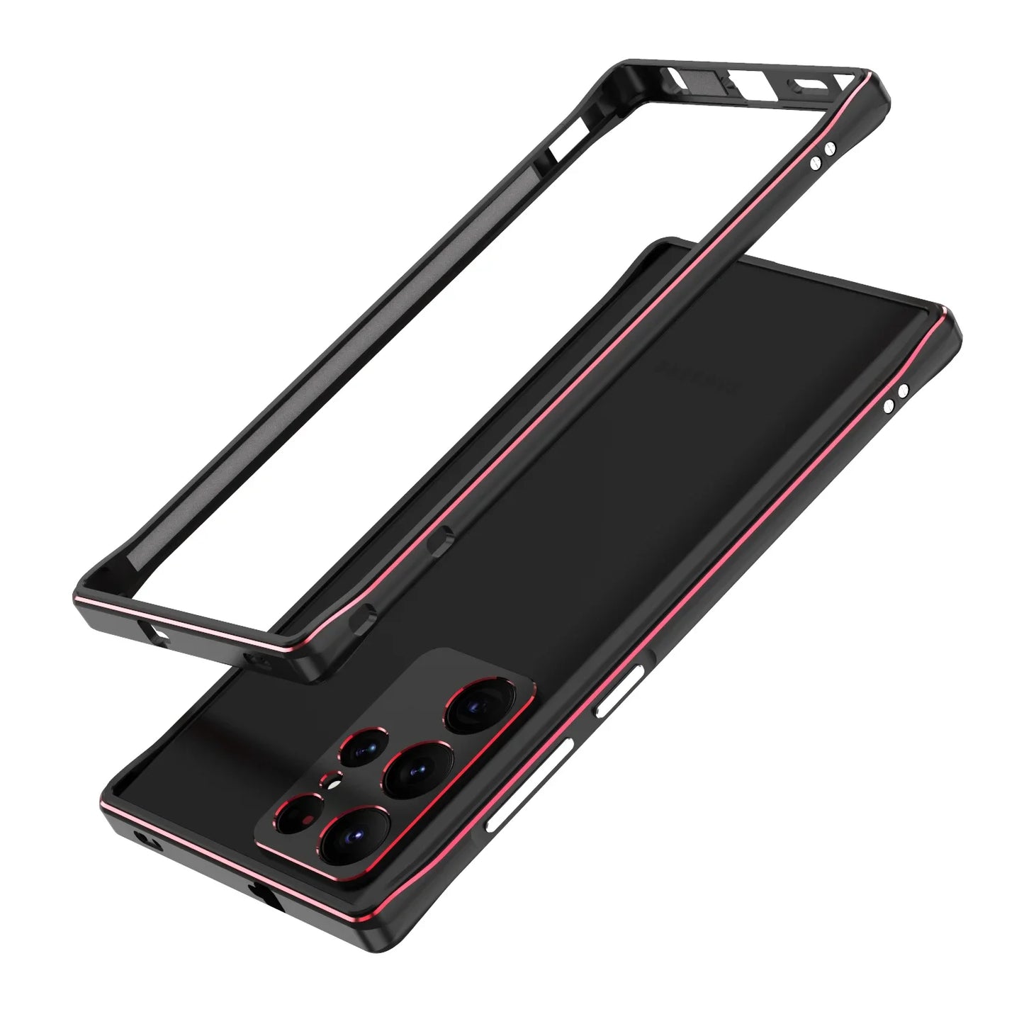 Vector Quest: Luxury Double Patchwork Color Aluminum Bumper For Samsung Galaxy S23 S24 S22 Metal Camera Protection Cover Case