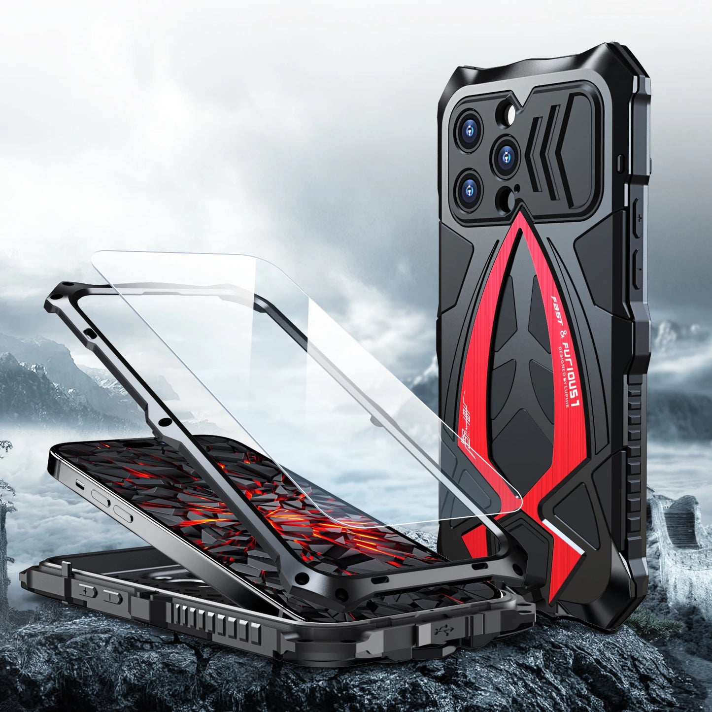 Vector Quest: Ultra Strong Military Grade Aluminum Alloy / Silicone Case For iPhone 16 15 14 13 12 11