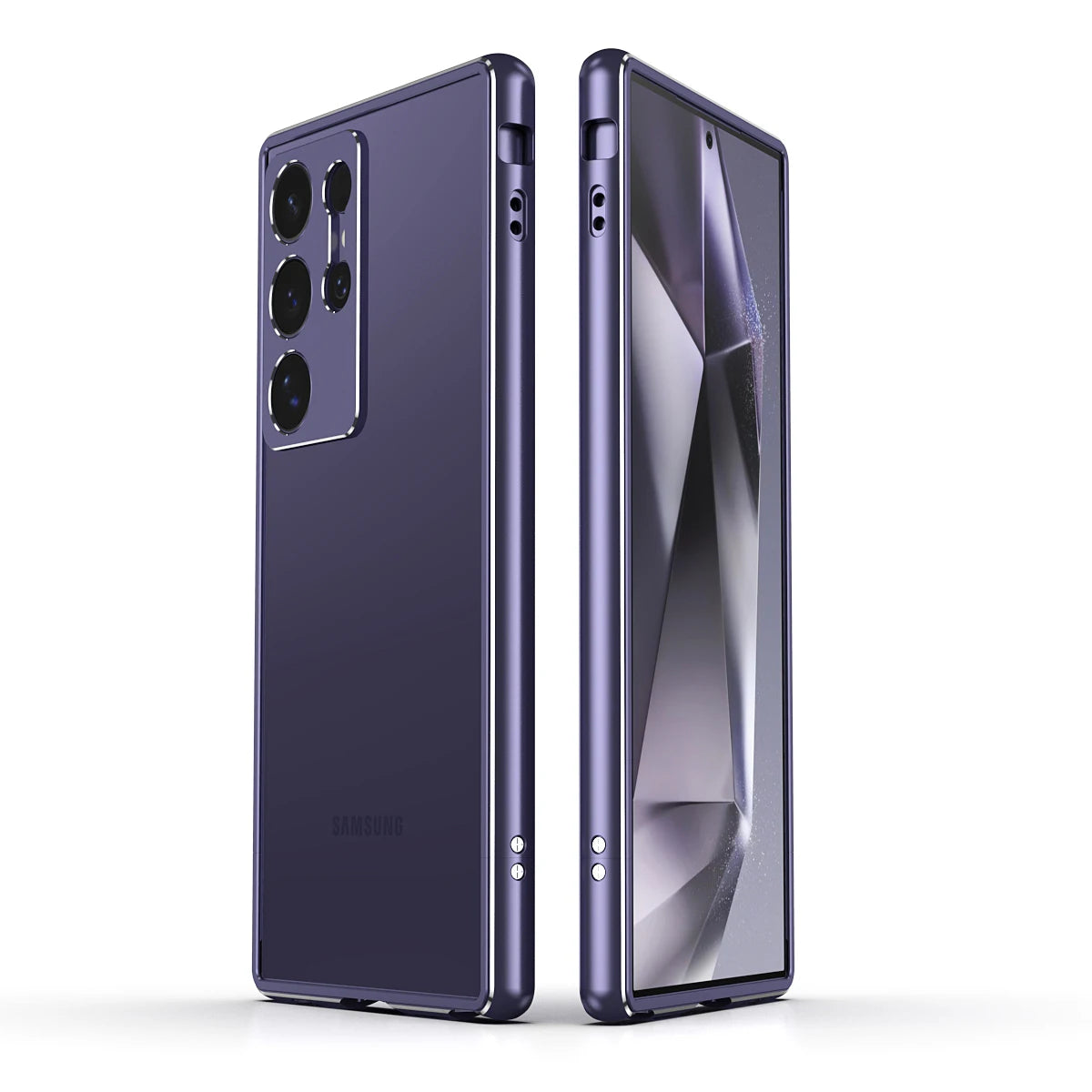 Vector Quest: Luxury Double Patchwork Color Aluminum Bumper For Samsung Galaxy S23 S24 S22 Metal Camera Protection Cover Case