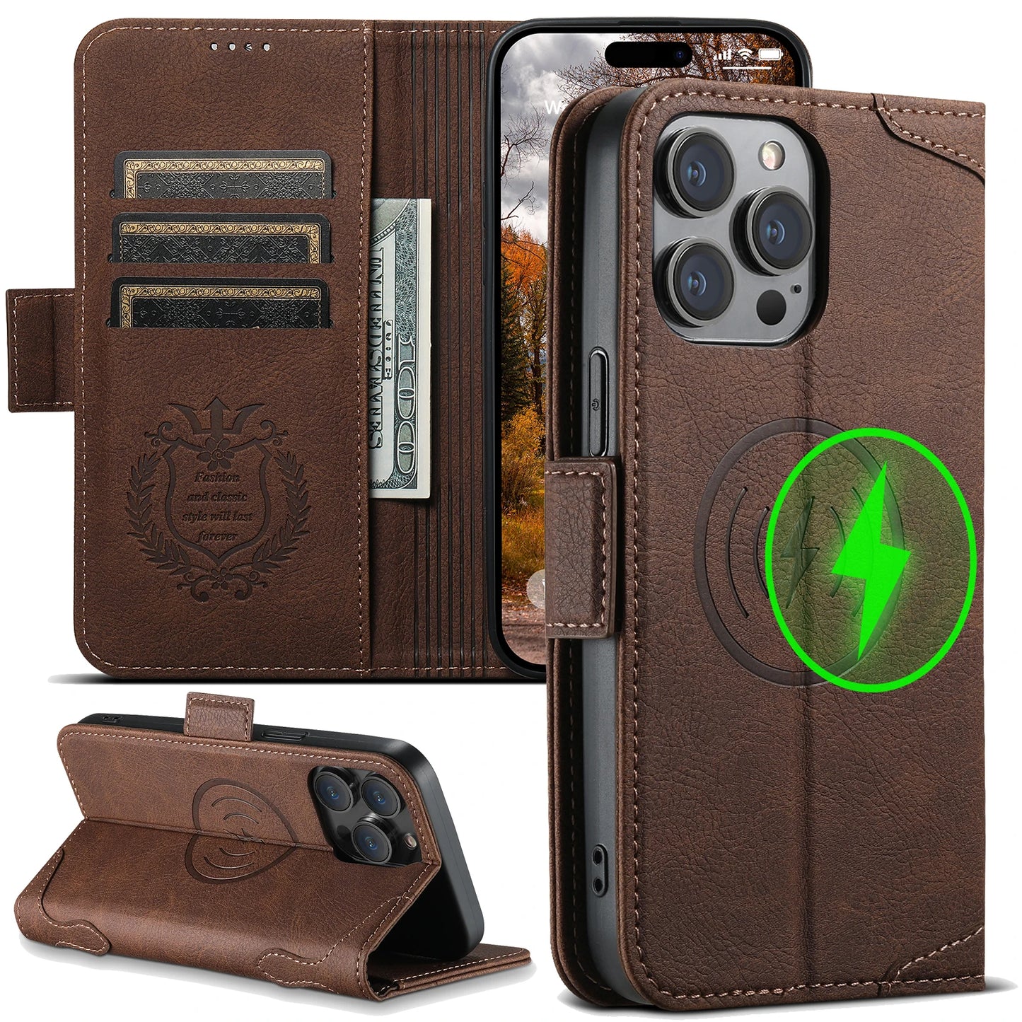 Vector Quest: iPhone 16 15 14 Wallet Case featuring Magsafe Magnetic Wireless Charging
