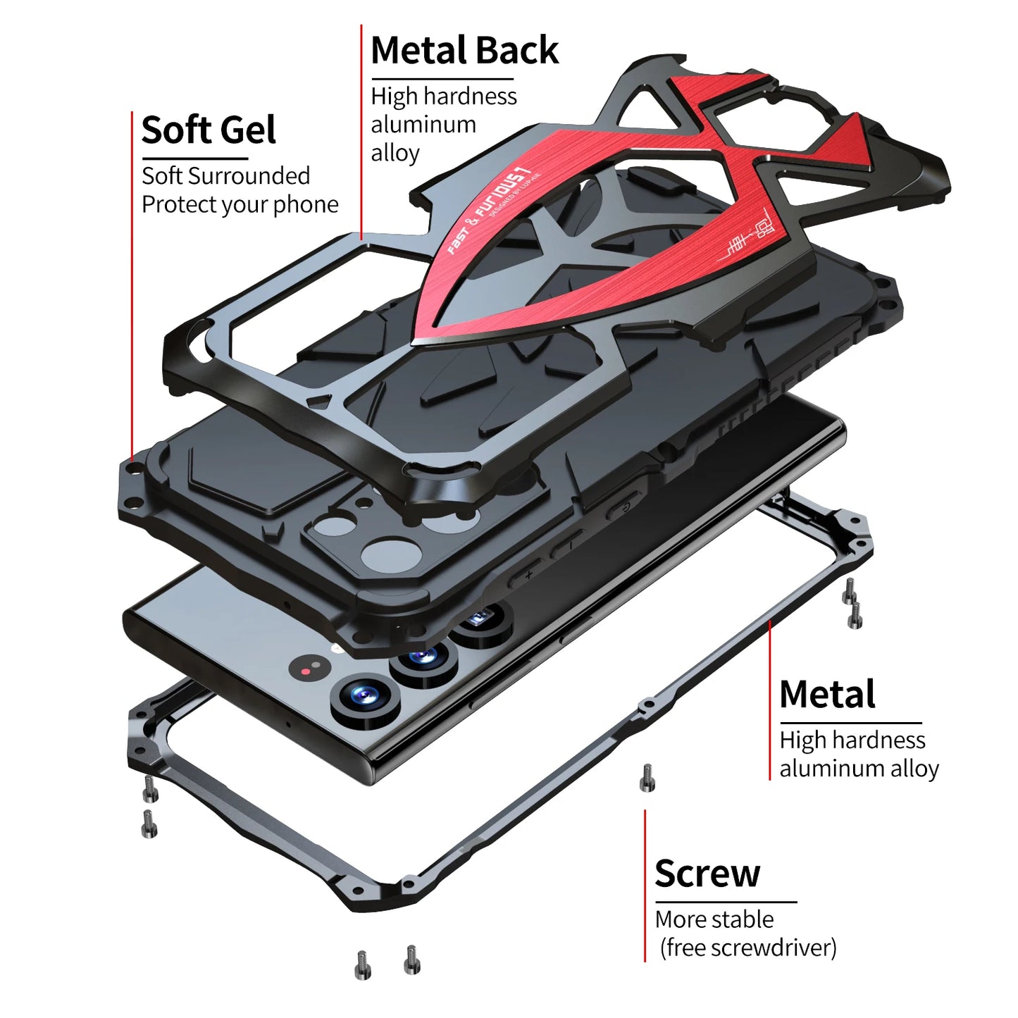 Vector Quest: Ultra Strong Military Grade Aluminum Alloy / Silicone Case For Samsung Galaxy S24 S23 S22