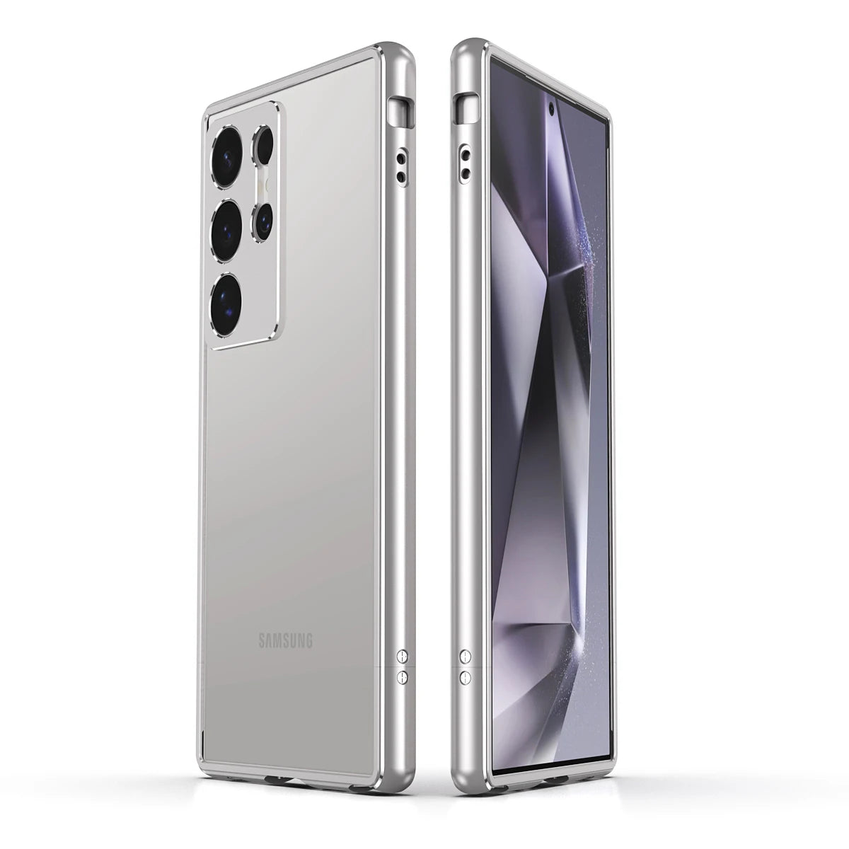 Vector Quest: Luxury Double Patchwork Color Aluminum Bumper For Samsung Galaxy S23 S24 S22 Metal Camera Protection Cover Case