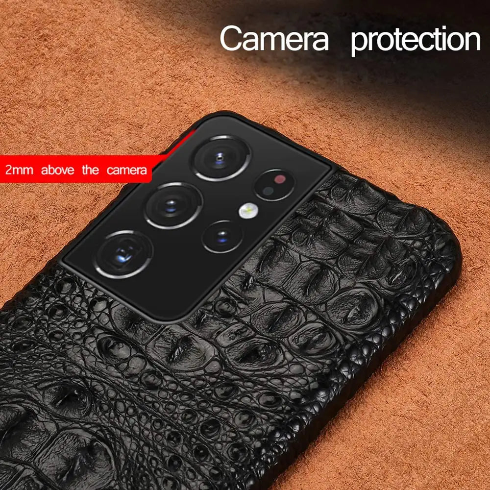 Vector Quest: Premium Crocodile Leather Phone Case For Samsung S23 S22 S21 S20