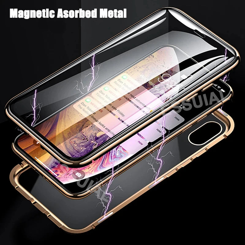 Vector Quest: Aluminum Frame With Double Sided Tempered Glass Protective Magnetic Case For iPhone 16 15 14