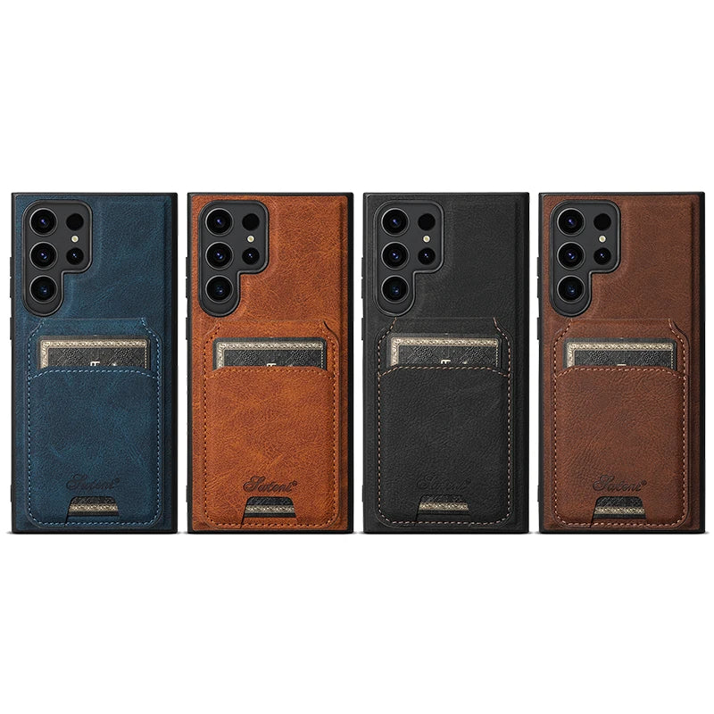 Vector Quest: luxury Leather Phone Case For Samsung S24 S23 Featuring Magnetic Card Holder Wallet