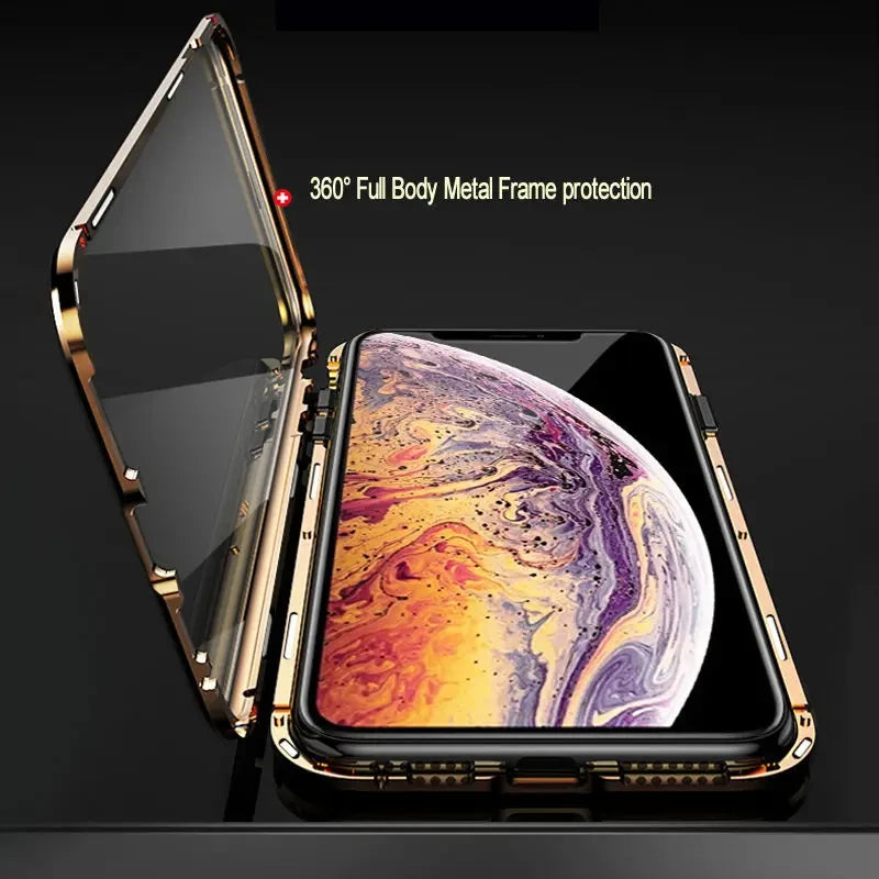 Vector Quest: Aluminum Frame With Double Sided Tempered Glass Protective Magnetic Case For iPhone 16 15 14