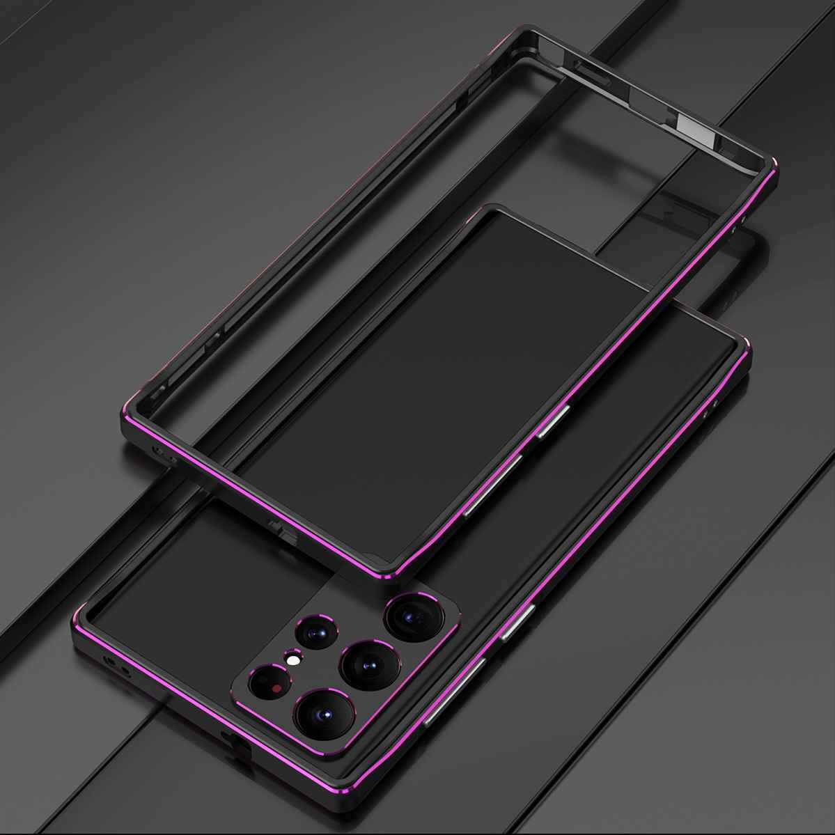Vector Quest: Luxury Double Patchwork Color Aluminum Bumper For Samsung Galaxy S23 S24 S22 Metal Camera Protection Cover Case
