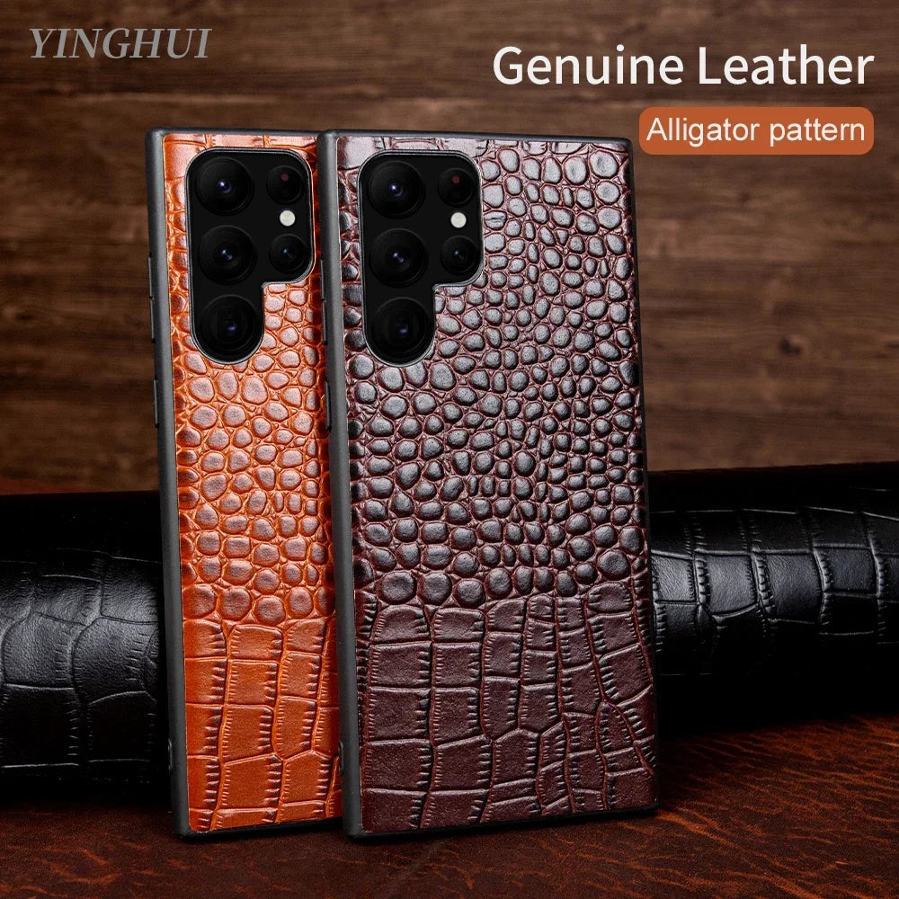 Vector Quest: Genuine Leather Cover Case for Samsung Galaxy S24 S23