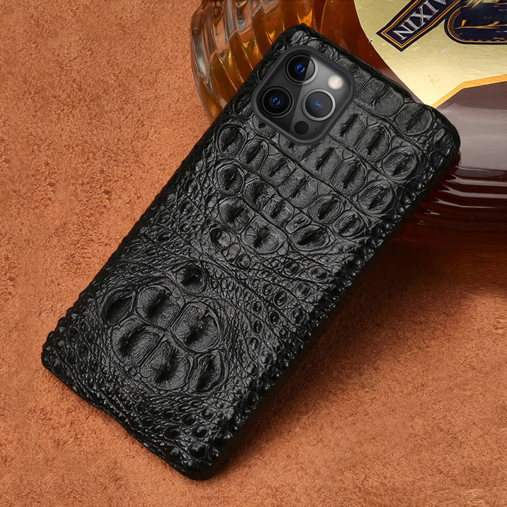 Vector Quest: Premium Crocodile Leather Phone Case For iPhone 15 14 13 12