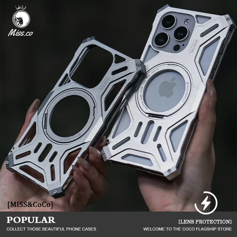 Vector Quest: Aluminum Alloy Phone case With 360° Heat Dissipation Ring Stand for iPhone 15 14 13