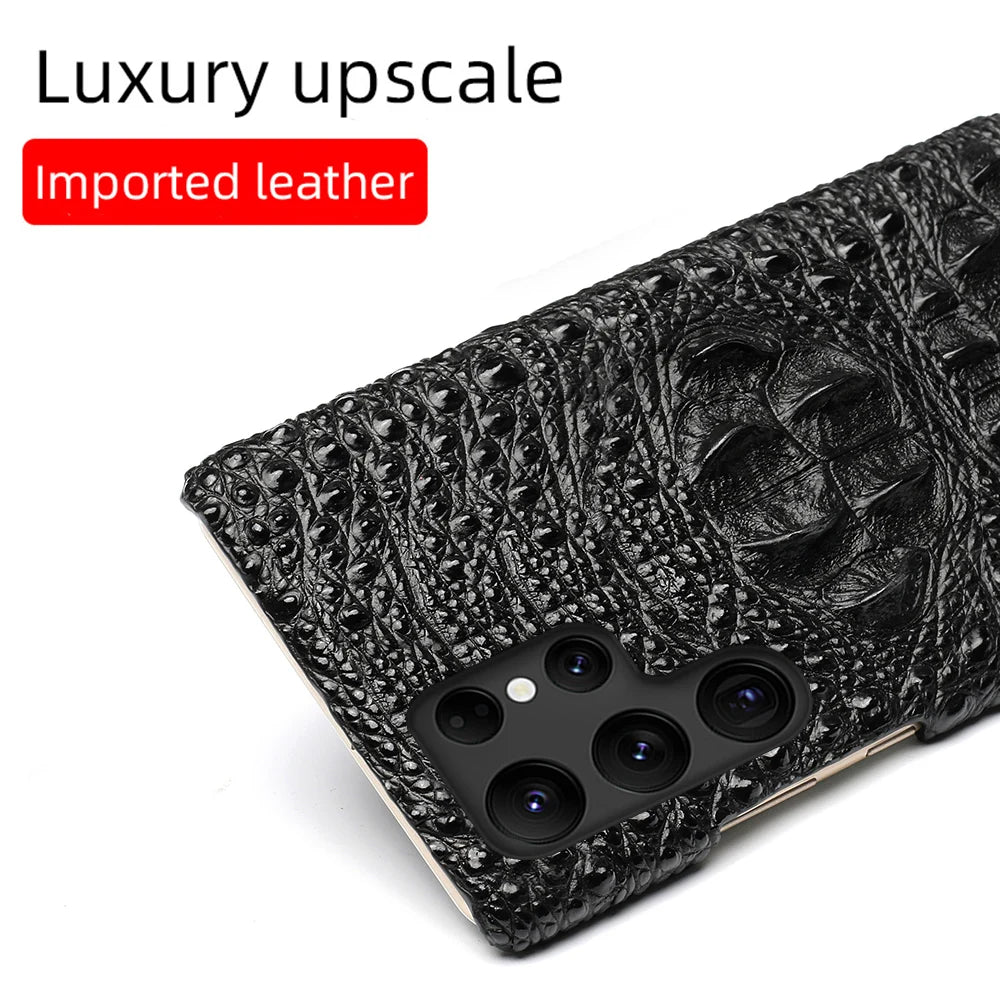 Vector Quest: Genuine Leather 3D Crocodile Head Case for Samsung Galaxy S24 S23 S22 S21 note 10/20