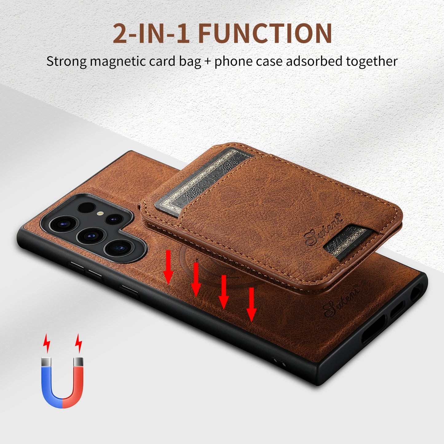 Vector Quest: luxury Leather Phone Case For Samsung S24 S23 Featuring Magnetic Card Holder Wallet