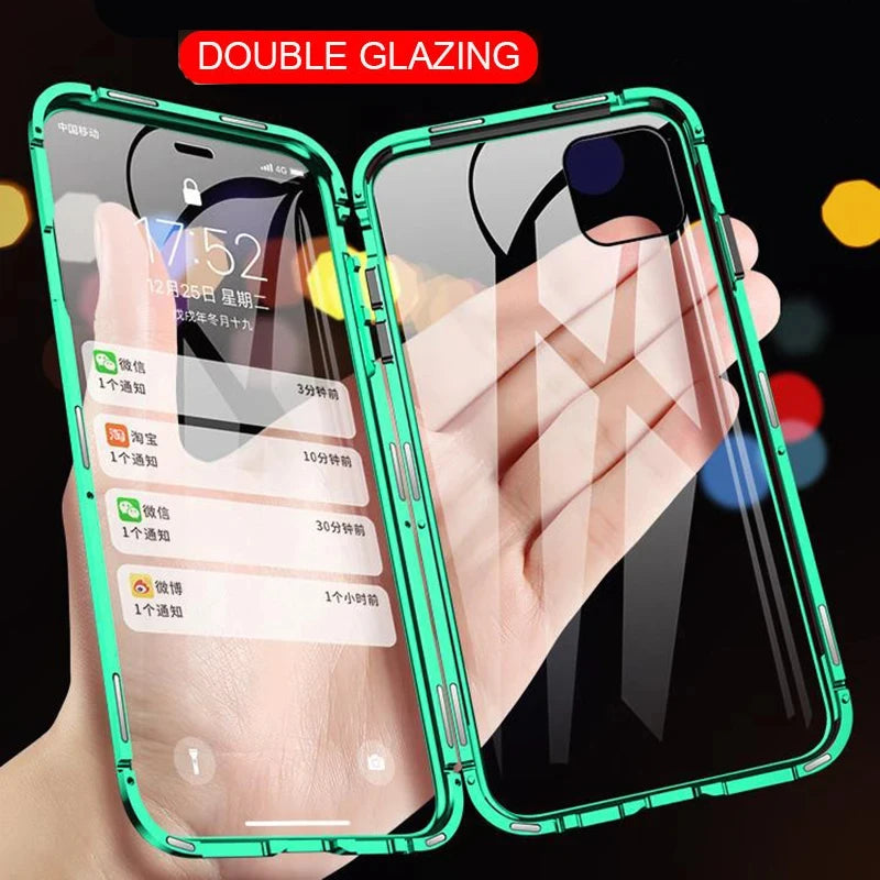 Vector Quest: Aluminum Frame With Double Sided Tempered Glass Protective Magnetic Case For iPhone 16 15 14